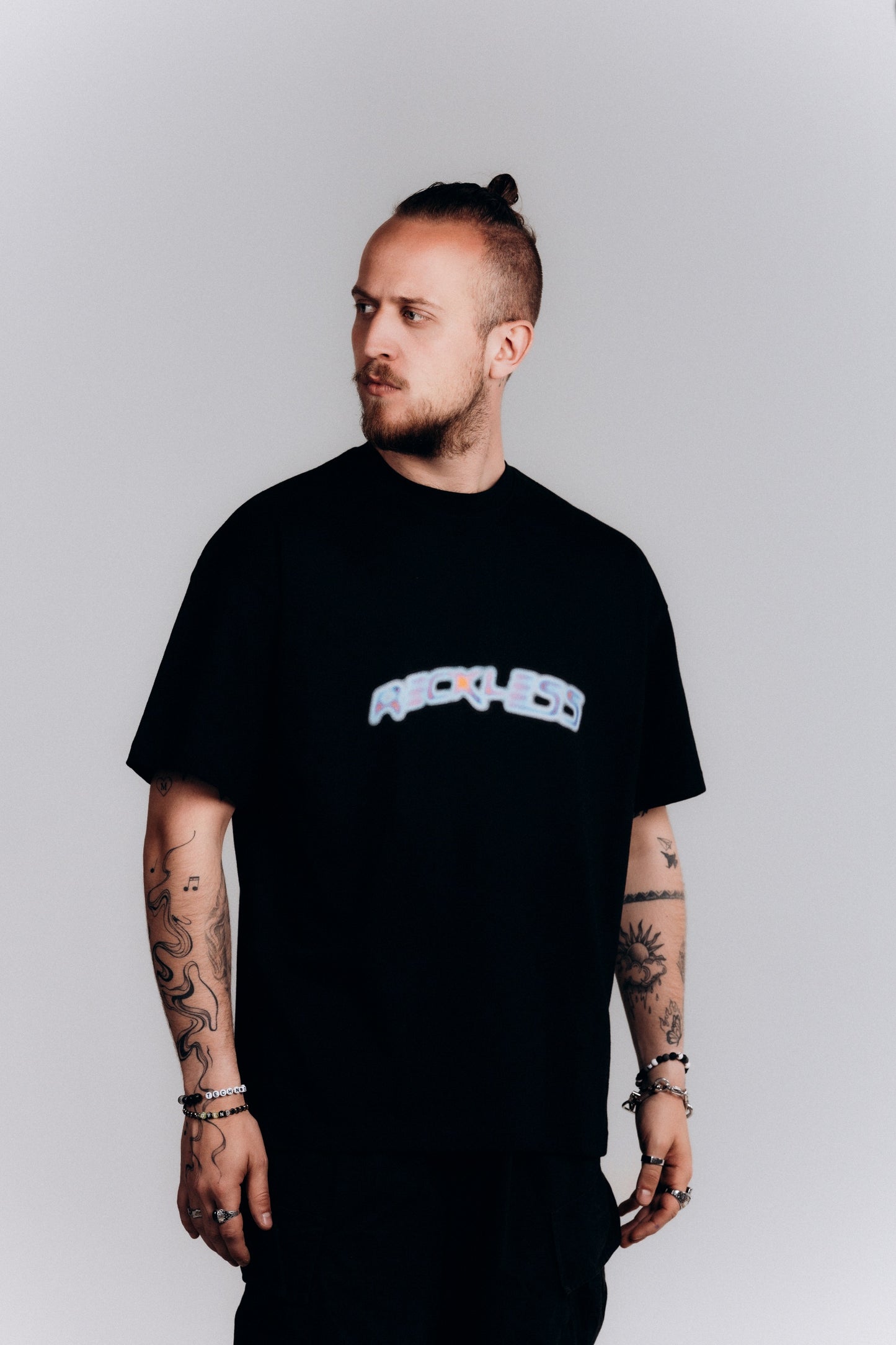RECKLESS Coloured Wordmark Tee Black