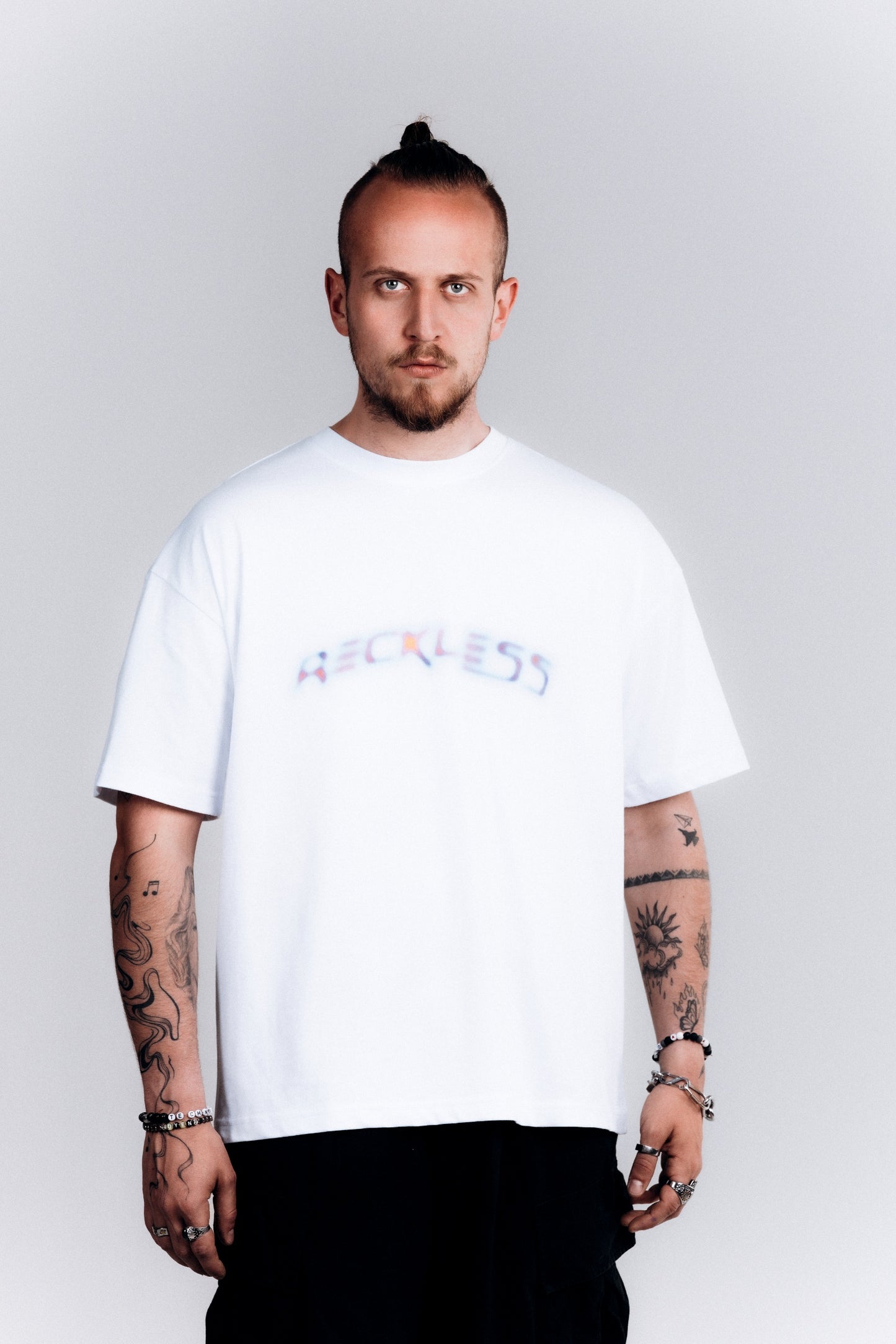 RECKLESS Coloured Wordmark Tee White