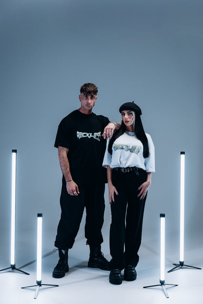 RECKLESS Blurred Wordmark Tee White